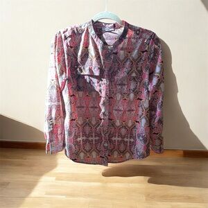 Charter Club Pink and Gray Patterned Button Down Shirt